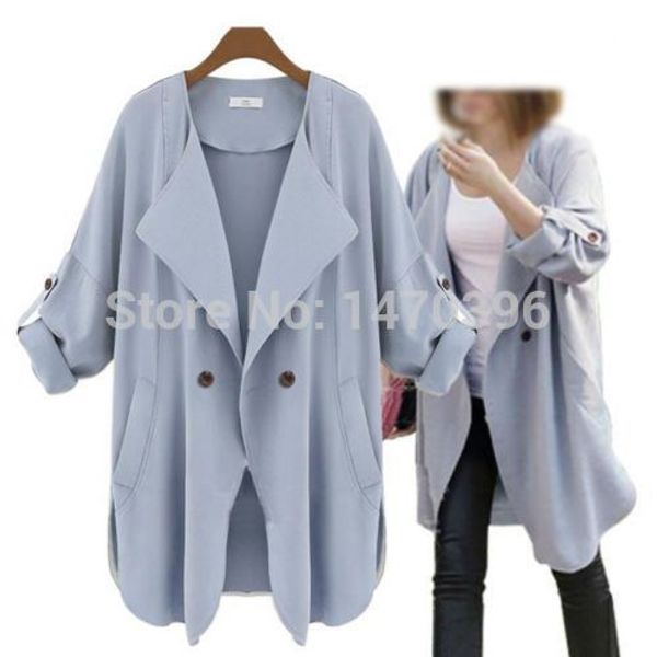 

new women's fold long sleeve loose casual lapel coat jacket outwear, Black;brown