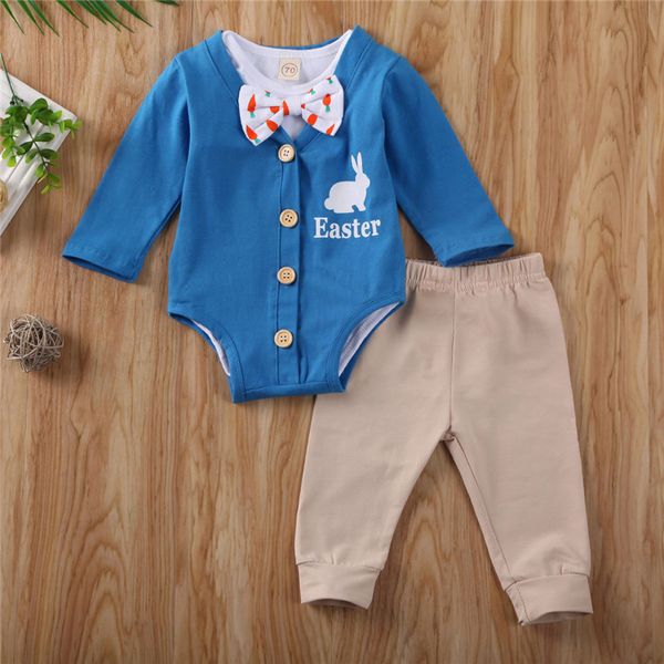 

0-24 м новорожденный мальчик пасхальный наряд с длинным рукавом галстук-бабочка комбинезон боди комбинезон +брюки леггинсы одежда мальчики д, White