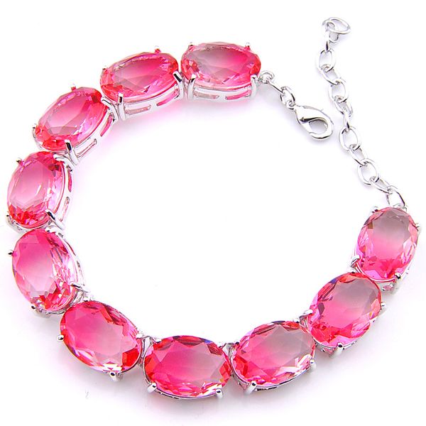 

wholesale luckyshine 5 pcs/lot bi colored tourmaline crystal zircon gem bracelets fashion womens charm silver chain bracelets jewelry new, Black