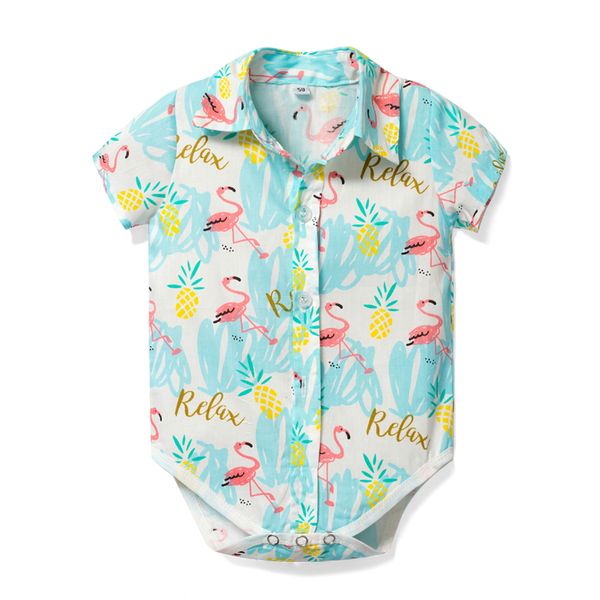 

newborn child clothes baby boy rompers flamingo outfits brand design bodysuits for 0-24m boys dress turn-down, Blue