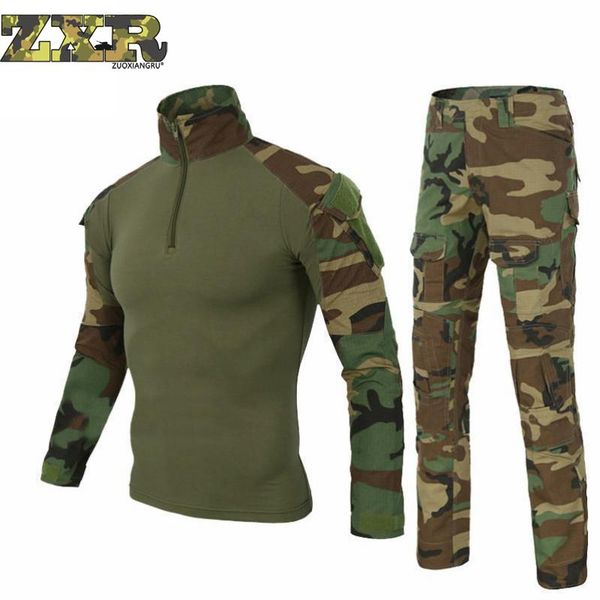

uniform multicam army combat shirt uniform tactical pants no knee pads camouflage suit hunting clothes jacket & pants, Gray;blue