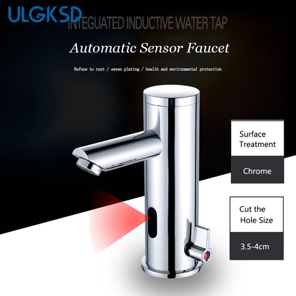 Grifo de lavabo de baño ULGKSD, grifo con Sensor automático, grifo mezclador sin contacto, grifos de baño con batería fría y caliente