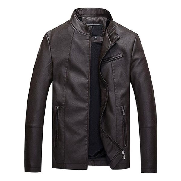 

leader leather jacket men 2019 winter motorcycle men's leather jackets coats male bomber jackets outerwear 9.25, Black;brown