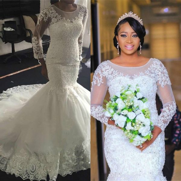 

южноафриканская белый тюль русалка свадебные платья бисером свадебные платья кружева аппликация свадебные платья vestidos de novia, White