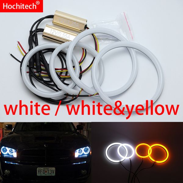 

for dodge charger 2005 to 2010 white & yellow cotton led angel eyes kit halo ring turn signal light