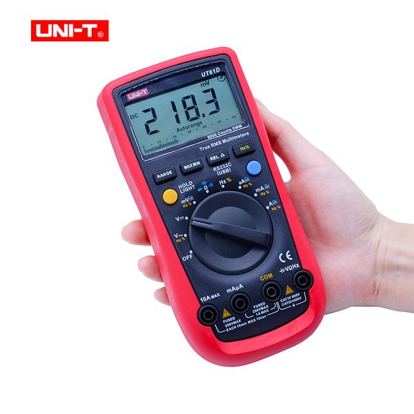 

digital multimeter uni-t ut61d ac/dc voltage current ohm meter capacitance resistance frequency diode tester rs232 pc connection
