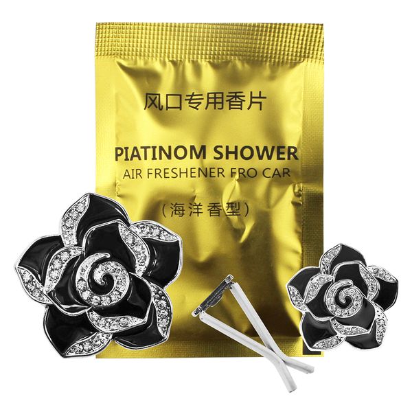

rylybons 2pcs diamond flower car perfumes car air refreshing freshener solid fragrance air vent perfume