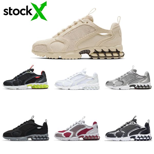 

new stussy zoom spiridon cage 2 stock x running shoes triple white black grey pure platinum women mens trainer fashion sports sneakers 36-45