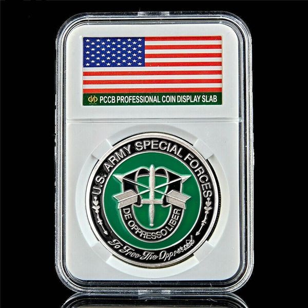 

US Army Special Forces Green Military Beret Silver Plated Eagle Coin Metal Challenge Coin Collectibles