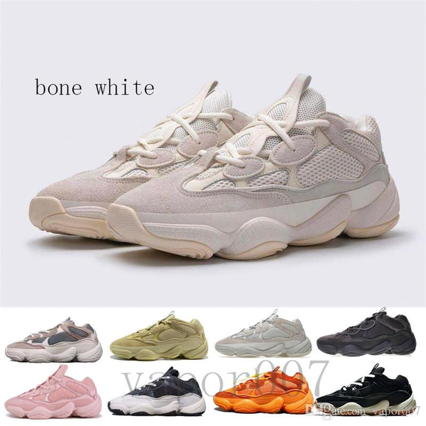 

box 2019 super moon 500 yellow blush designer kanye west utility black salt sneakers desert rat bone white chaussures shoes men women ba591#