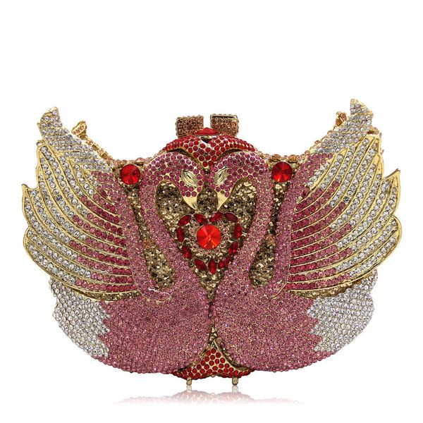 

розовый sugao дизайнерские вечерние сумки женская сумка клатч luxury swan кристалл алмаза ужин сумка ручной набор алмазов
