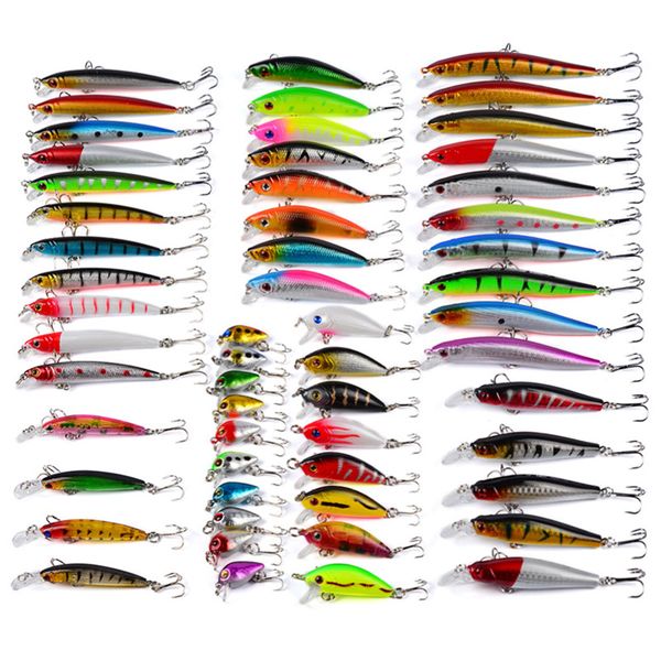 

56pcs/lot almighty mixed fishing lure bait set wobbler crankbaits swimbait minnow hard baits spiners carp fishing tackle