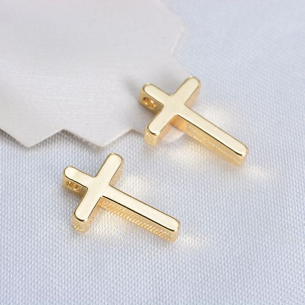

20pcs 13*8mm 24k champagne gold color plated brass small cross charms pendants diy jewelry findings accessories wholesale, Bronze;silver
