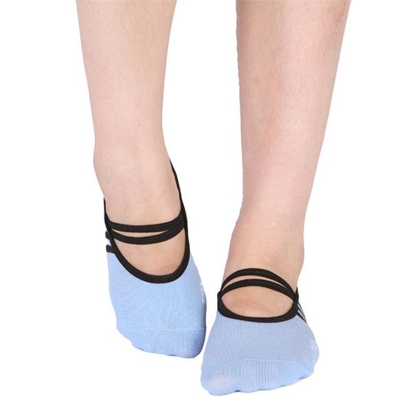 

fenical women breathable pilates yoga socks non slip grip cotton ballet dance sport massage ankle socks, Black