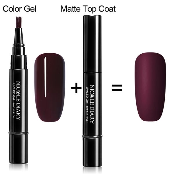 

one step nail gel polish pen uv led gel pen varnish lacquer 3 in 1 nail art manicure soak off gel polish, Red;pink