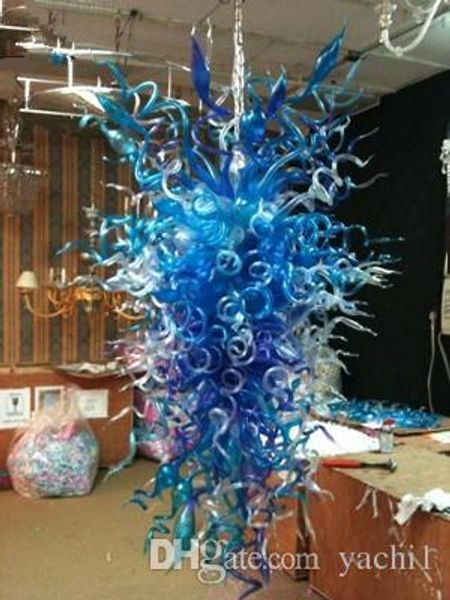 

modern blue blown glass led chandelier light art decoration modern crystal hanging led chandeliers chihuly style glass lightings
