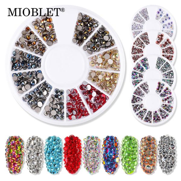 

mixed size glass 3d nail stones ab crystal nail rhinestones rainbow gem diy art decoration in wheel accessories, Silver;gold