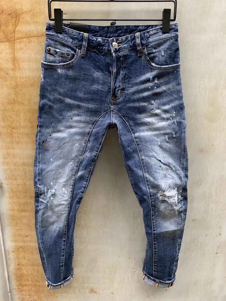 

мужские дизайнерские джинсы denim jean черные рваные брюки pour hommes men s italy fashion brand байкер мотоцикл рок возрождение джинсы высо, Blue