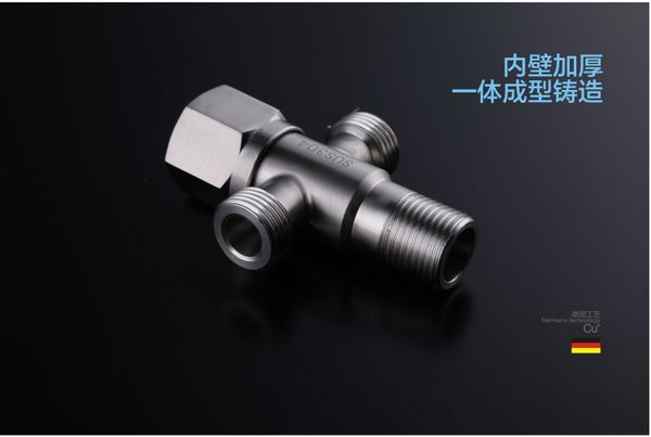 

304 stainless steel triangle valve thick one into two three-way angle bathroom toilet toilet valve lengthen thickening