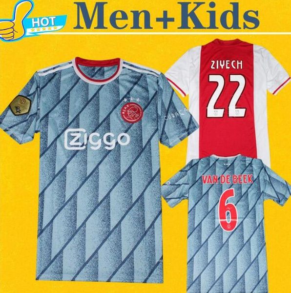

2019 20 21 ajax soccer jerseys mens and kids #21 de jong shirt ajax #10 tadic #4 de ligt #22 ziyech football uniforms, Black;yellow