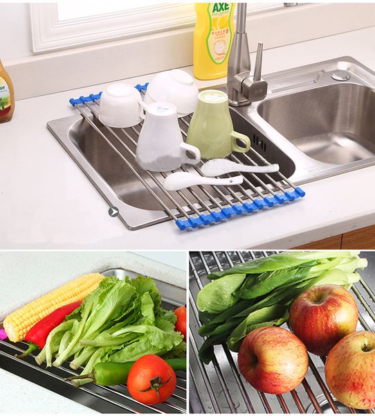 2019 Over The Sink Roll Up Dish Drying Rack Multipurpose Dish