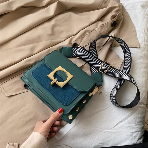 

женская сумка через плечо новой корейской версии с широким плечевым ремнем, контрастного цвета, через плечо, маленькая квадратная сумка