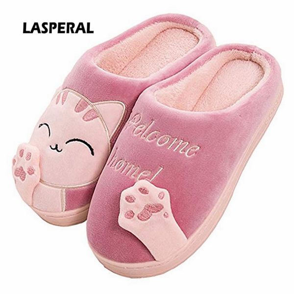 

cute non-slip winter animal women slippers home female comfort floor women shoes cotton ladies indoor slippers plush slipper, Black