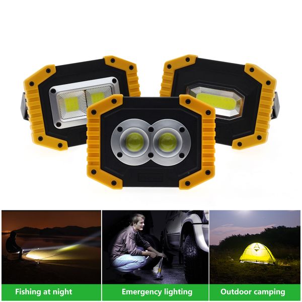 Faretto portatile a LED DHL Lampada da lavoro a LED ricaricabile 18650 AA Batteria esterna COB Luci di inondazione Lampada per torcia da campeggio da caccia