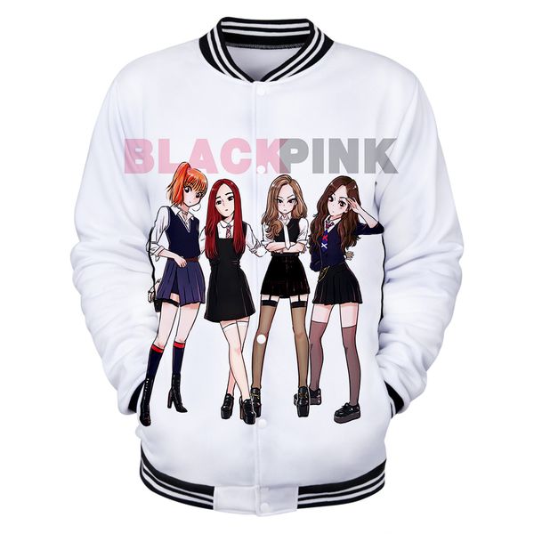 

autumn fashion baseball jacket popular combination blackpink print women's baseball uniform women's cartoon harajuku hip hop top, Black;brown