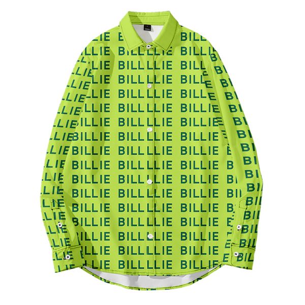 

новая мода 2020 билли эйлиш рубашка мужчины / женщины harajuku с длинным рукавом на пуговицах рубашка пальто хип-хоп 3d унисекс повседневная, White;black