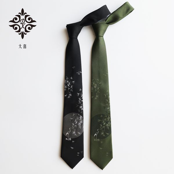 

red letter original bamboo take crane story black olive 7cmjkdk tie thousand-year-old old fashion birthday gift ins, Blue;purple
