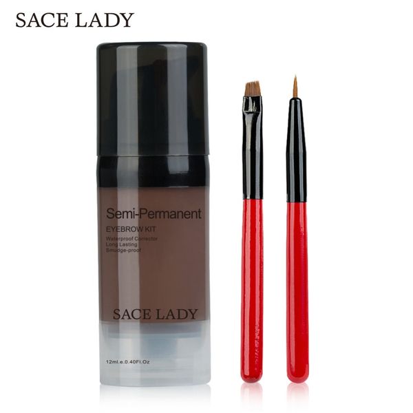 

sace lady waterproof eye brow dye paint gel make up 6 colors pomade brush set black eyebrow natural enhancer pencil kit wax