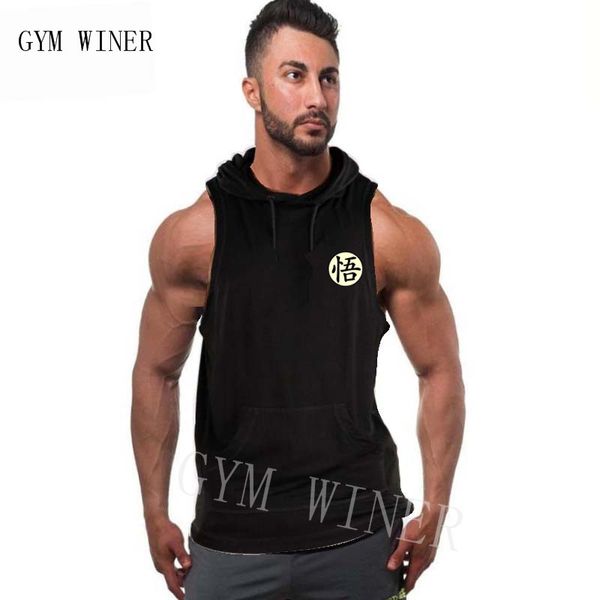 

brand clothing bodybuilding fitness men gyms hooded tank golds vest stringer sportswear sleeveless shirt hoodie, White;black