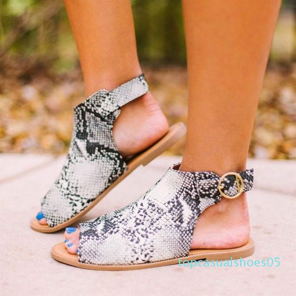 

2019 new women pu leather sandals fashion peep toe buckle design roman sandals women flat shoes summer beach sandalia t05, Black