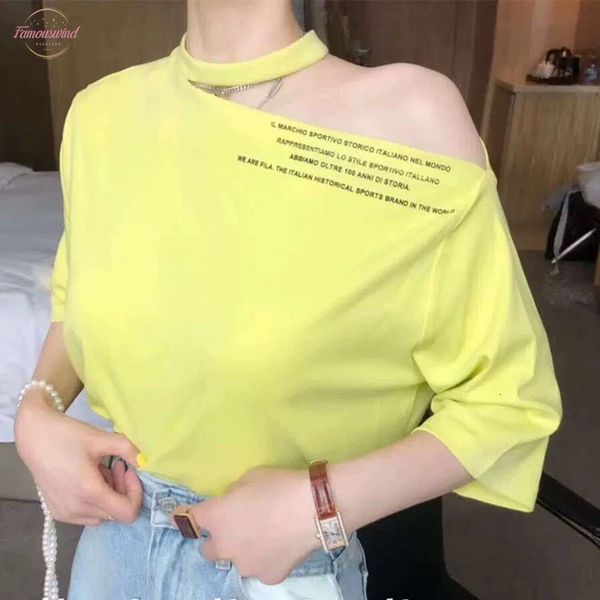 

womens halter short sleeve t shirt summer korean fashion strapless t shirt tees large letter t white cotton 266