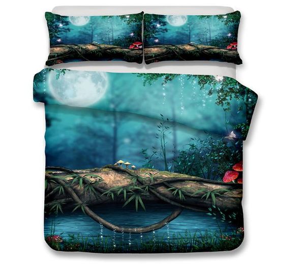 

3d scenic bedding set dreamlike scenic printed duvet cover with pillowcase romantic bed set twin full  king size