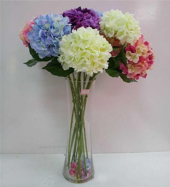 Branco azul verde artificial hydrangea flor 80cm / 31.5 Falso Silk Single Hydrangeas para Casamento Centerpieces Home Festa 000