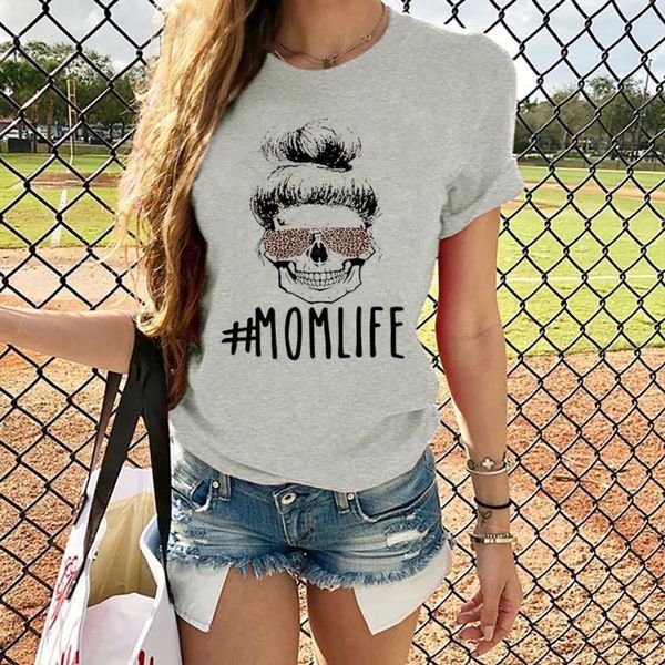 

momlife печать женщина футболка leopard очки лето женщина тенниска смешного harajuku graphic tee череп рубашка дама день мать топ, White