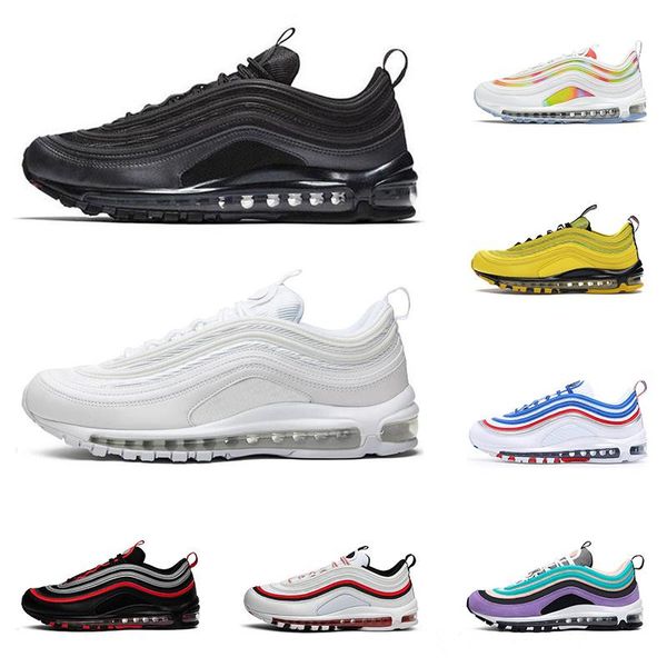 

2020 men women running shoes 97 triple black reflective bred bright citron undefeated red leopard mens trainer fashion sports sneakers36-45