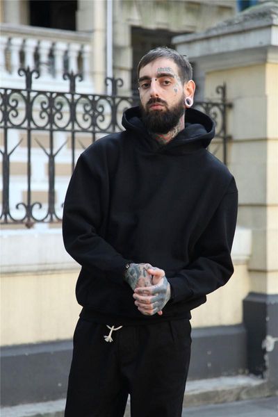 

сплошной цвет mens конструктора толстовки моды kanye brand сыпучие большой карман мужские толстовки повседневный мужчины одежда, Black