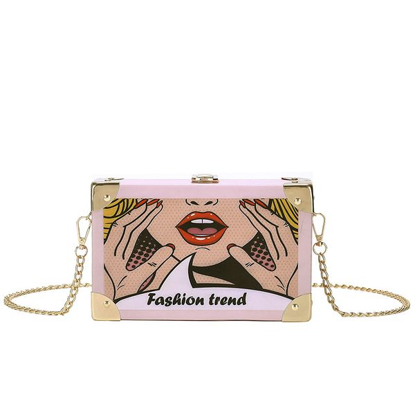 

2019 new trend korean cartoon box bag fashionable wild messenger bag