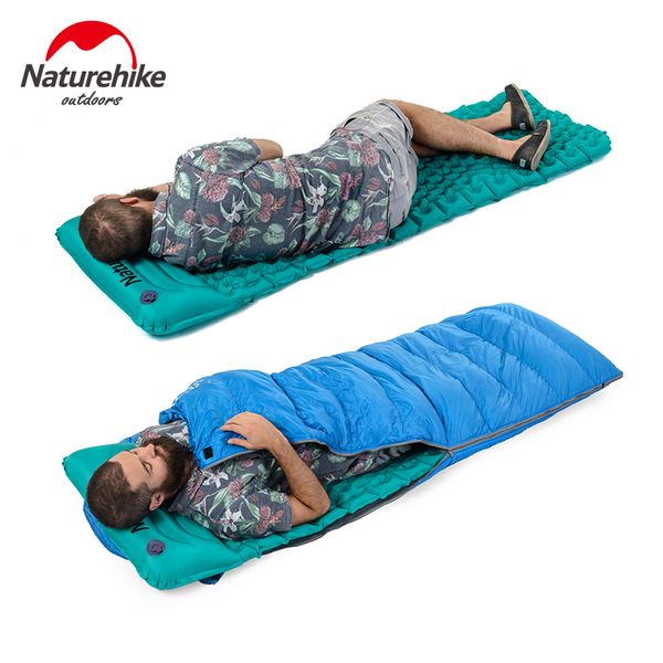 

naturehike outdoor inflatable cushion sleeping bag mat fast filling air moistureproof camping mat with pillow sleeping pad 460g