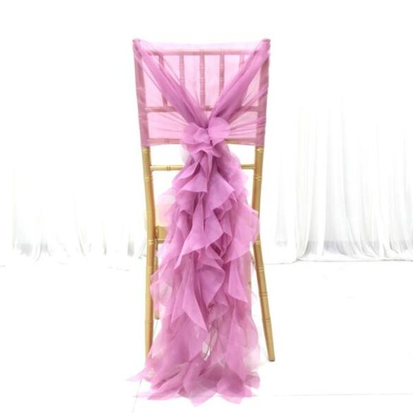 Свадебный стул створка высокое качество шифон крышка стула для банкетных украшений мода стул лента длинные ленты