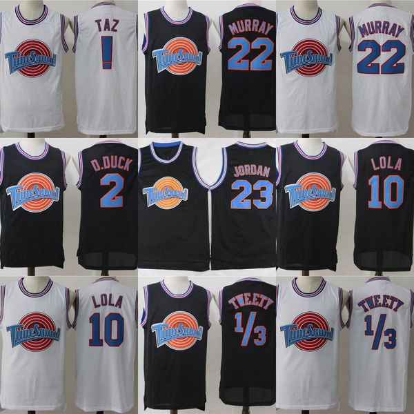 

Mens Michael 23 Tune Squad Space Jam Movie Jersey 1 Bugs Bunny 2 Daffy Duck 1/3 Tweety Bird 10 Lola Bunny Basketball Jerseys Whtie Black