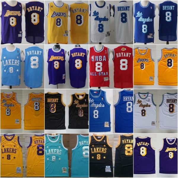 

1996 1997 throwback kobe 8 24 bryant jersey retro vintage mitchell & ness hardwoods hwc city bryant basketball jerseys retro, Black;red