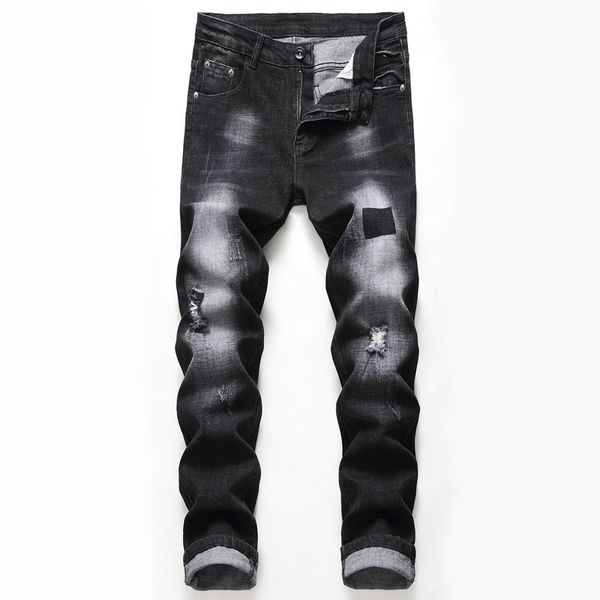 

mens designer hole personality design jeans pants, Blue