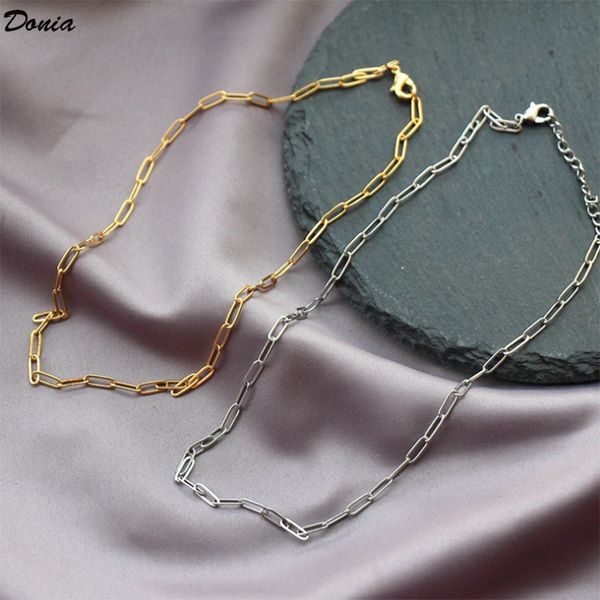 

donia jewelry european and american fashion titanium steel chain necklace fashion accessories luxury birthday gift necklace, Golden;silver