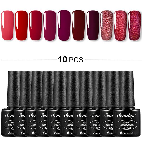 

senalay gel polish set nail 10/20pcs kit soak off uv gel base coat nail for manicure hybrid varnishes poly art