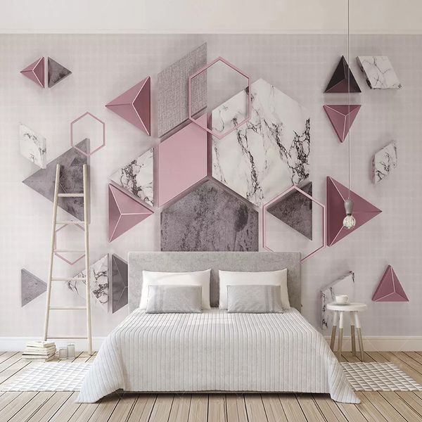 

3d wallpaper modern stereo geometry polygon marble texture p wall murals living room tv sofa study abstract art wall papers