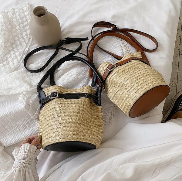 

women beach bags new fashion woven bag casual bucket handbags lady travel shoulder bags